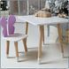 Children's white rectangular table and chair with a purple butterfly and white seat